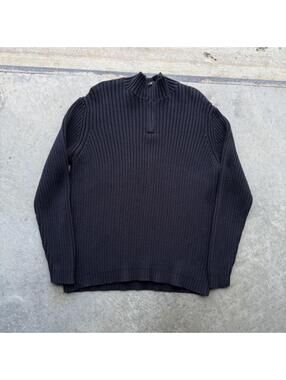 Vintage Black knit quarter zip pullover men’s medium Lands end